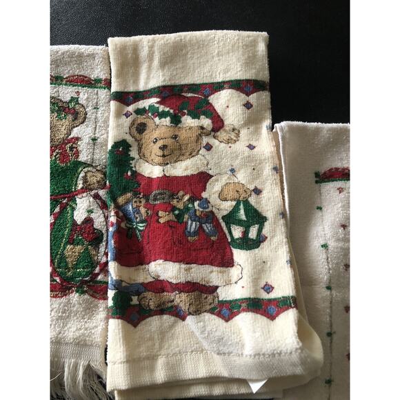 Royal Terry Christmas Towel Hand Dish Kitchen Bears (set Unbranded) 3 Total VTG - Picture 2 of 4